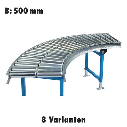 Kurve Leicht-Rollenbahnen 50cm breit - Stahl-Rollen