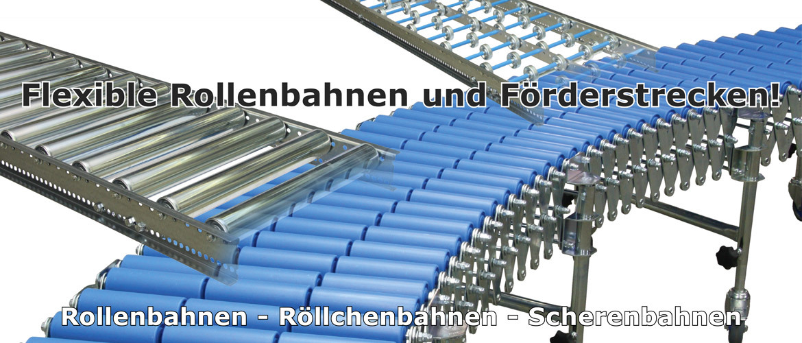Rollenbahn kaufen im Net-Rack-Shop und als Scherenbahn die optimale eigenständige, flexible Förderstrecke bauen!